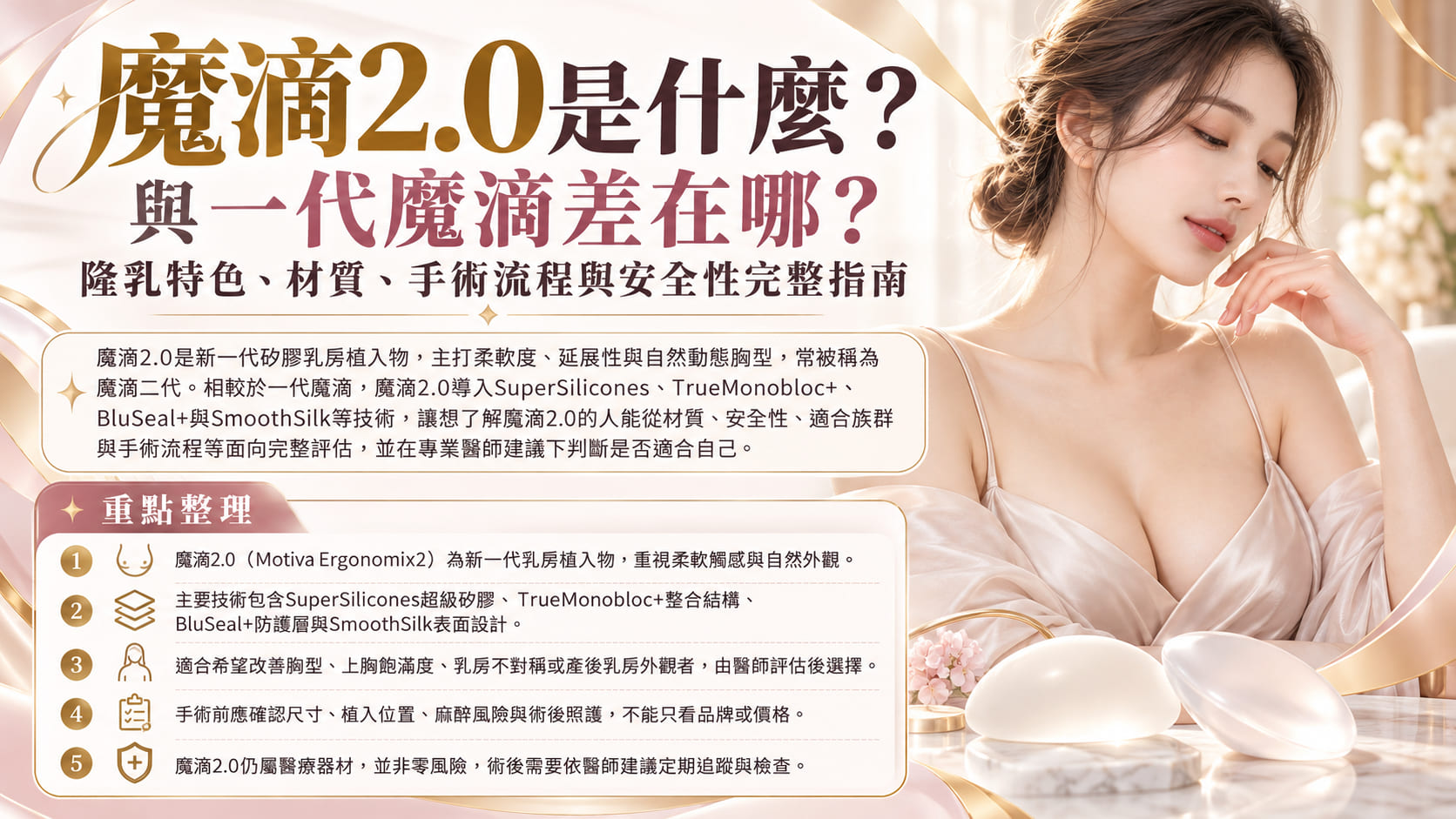 魔滴2.0是什麼?與一代魔滴差在哪?隆乳特色、材質、手術流程與安全性完整指南